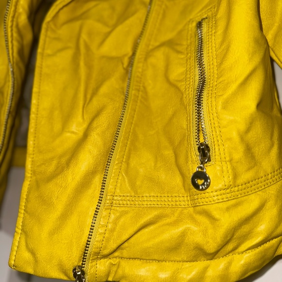 Yellow/gold leather jacket with quilted lining size S - Picture 3 of 5